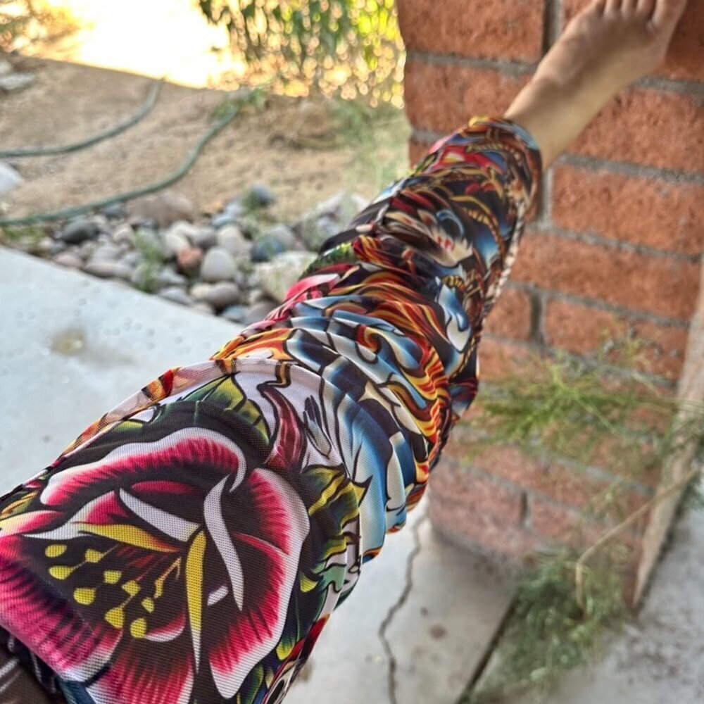 MESH Tattoo Pants Conceptual Subculture One Size fits Small Medium Beach Cover - Picture 5 of 8